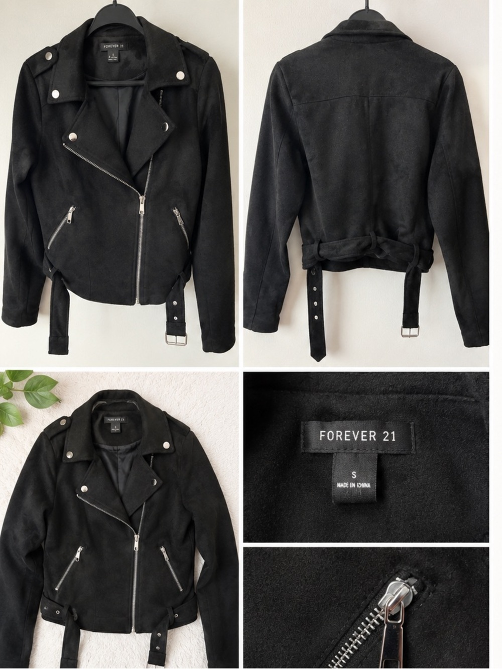 FOREVER 21 FAUX SUEDE BLACK MOTO JACKET